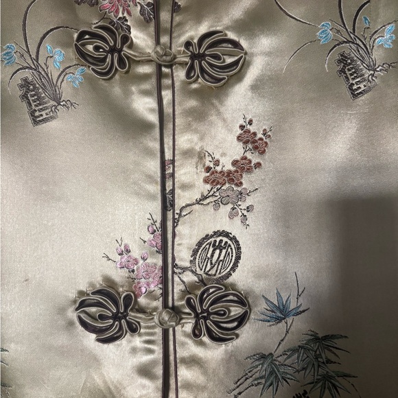 Vintage 1950 Asian Chinoiserie coat Gold Box style - M - Picture 4 of 5